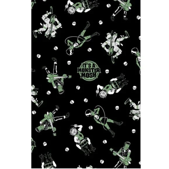 Monsters Shower Curtain Halloween Frankenstein Kitsch Goth NWT Horror Mummy Wolf - Picture 2 of 4